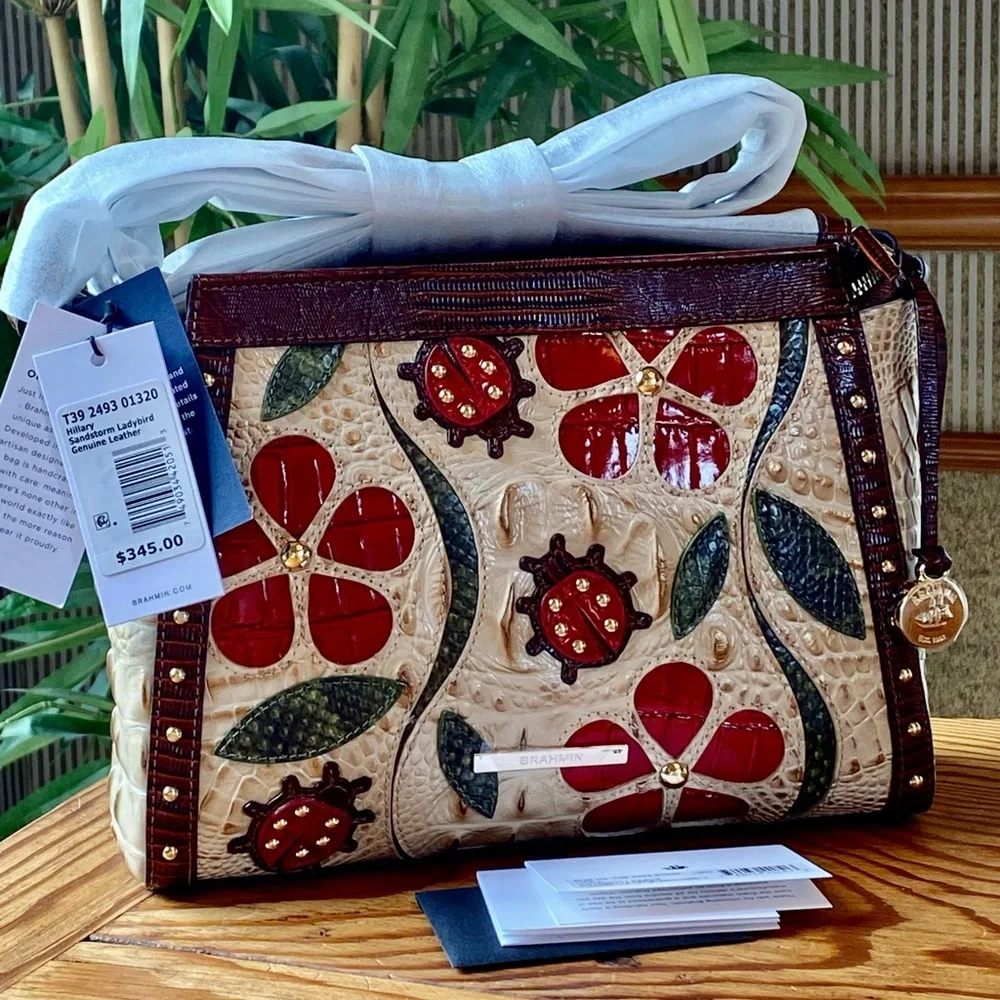 🐞🍃ADORABLE SANDSTONE LADYBIRD HILLARY Brahmin CROSSBODY🐞🍃NWT - Picture 1 of 13